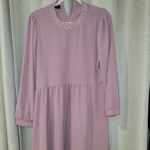 Turkish Lilac dress with pearl neckline